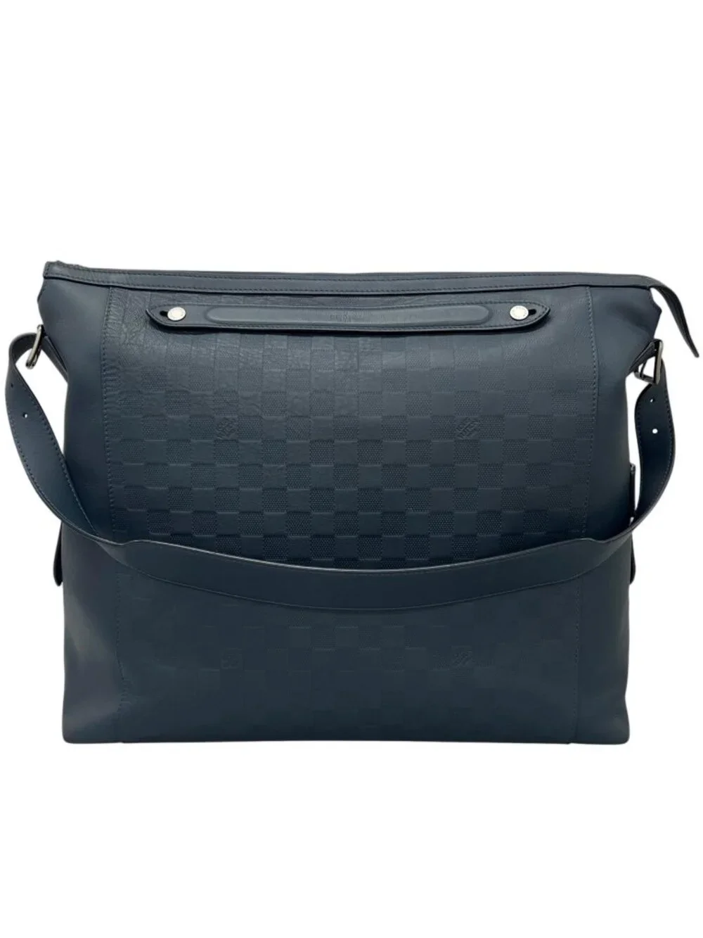 Louis Vuitton Duplex Damier Infini Leather Blue Shoulder Bag Silver